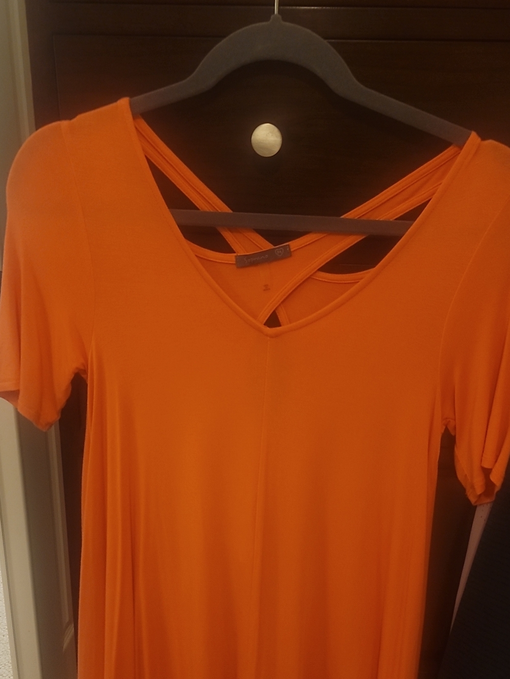 Soprano Coral Pink Crisscross Back Dress Size M
